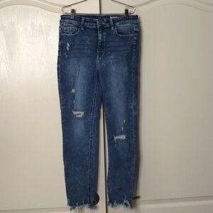 Bridge by gly women's size 29 high rise skinny ankle raw hem distressed